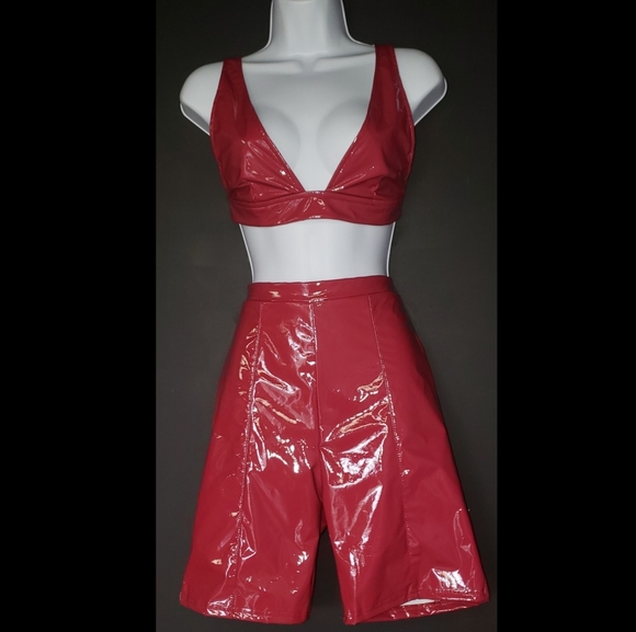 Red Faux Leather Set - Picture 1 of 2